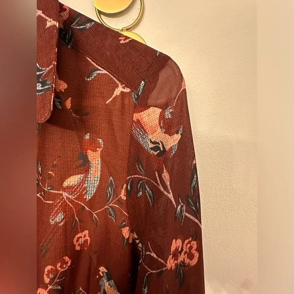 Pink Martini  Midi Dress Burgundy Floral Print Size Medium - Picture 4 of 6